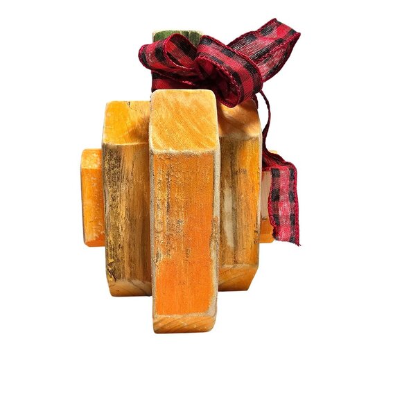 Handmade Wood Pumpkin Fall Harvest and Halloween Home Table Decor Rustic Finish - Picture 3 of 7